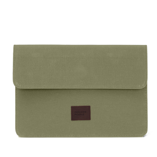 Isolated People Green Waxed Canvas Laptop Case